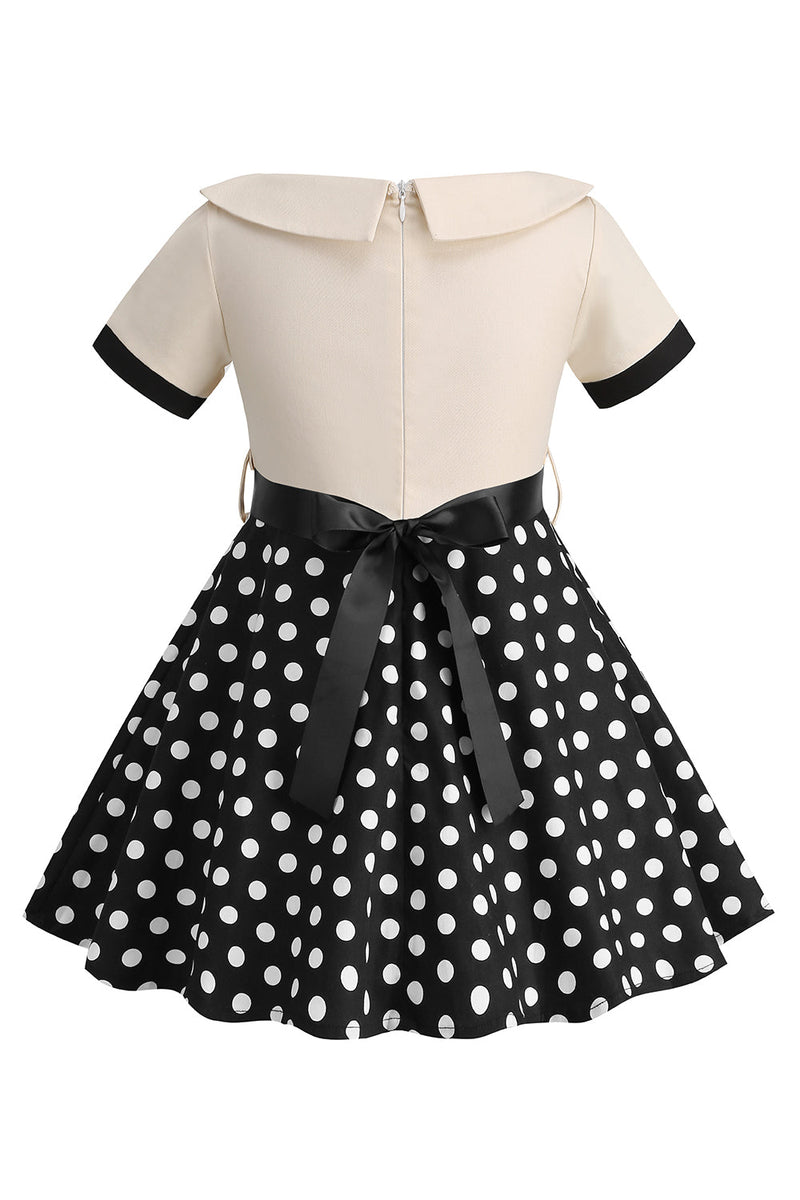 Indlæs billede til gallerivisning Bateau hals polka prikker hvide vintage pige kjoler