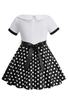 Bateau hals polka prikker hvide vintage pige kjoler