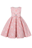 Sød juvelhals pink jacquard pige kjole