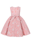 Sød juvelhals pink jacquard pige kjole