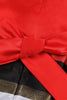 Indlæs billede til gallerivisning En rød pigekjole med linje V-hals med kasketærmer