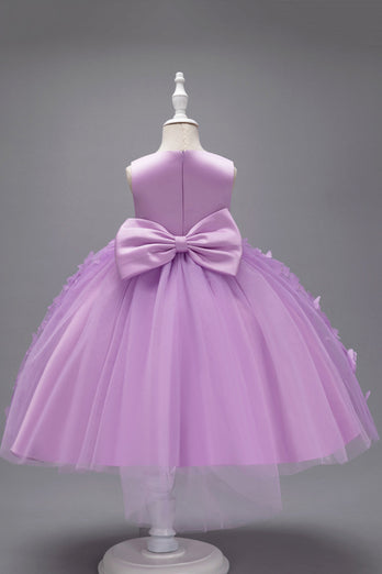 Champagne Princess Butterfly Tulle Girls 'Dress med sløjfe