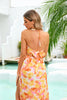 Indlæs billede til gallerivisning Orange trykt halter sommer afslappet kjole med slids