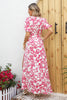 Indlæs billede til gallerivisning Rød trykt lang sommer afslappet kjole med slids