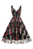 Black Swing 1950'er kjole med broderi