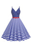 Indlæs billede til gallerivisning Striber ærmeløs gynge 1950&#39;erne kjole med stjerne