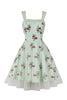 Indlæs billede til gallerivisning Green Plaid Swing 1950&#39;erne kjole med blomsterprint