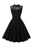Indlæs billede til gallerivisning Black Swing 1950&#39;er kjole med blonder