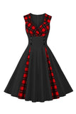 Sort Plaid Swing 1950'erne Kjole