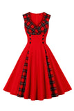 Sort Plaid Swing 1950'erne Kjole