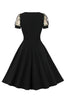 Indlæs billede til gallerivisning Sort swing 1950&#39;er kjole med korte ærmer