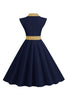 Indlæs billede til gallerivisning Sorte prikker Swing 1950&#39;erne kjole med sløjfe