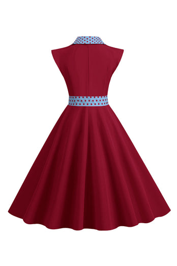 Sorte prikker Swing 1950'erne kjole med sløjfe