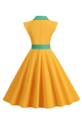 Sorte prikker Swing 1950'erne kjole med sløjfe