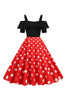 Indlæs billede til gallerivisning Sort kold skulder polka prikker 1950&#39;erne kjole