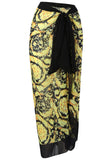 One Piece Green Printed High Waist Swimwear med Beach Skirt