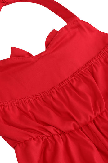 Halter Red Vintage Piger Kjole med sløjfe