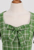 Indlæs billede til gallerivisning Grøn plaid korte ærmer 1950&#39;erne kjole med bowknot