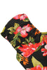 Indlæs billede til gallerivisning Sort blomsterprint Swing Retro Kjole med korte ærmer