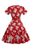 Indlæs billede til gallerivisning Pink V hals blomsterprint swing vintage kjole
