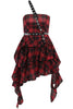 Indlæs billede til gallerivisning En skulder rød plaid asymmetrisk vintage kjole