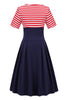 Indlæs billede til gallerivisning Røde striber kortærmet kjole fra 1950&#39;erne