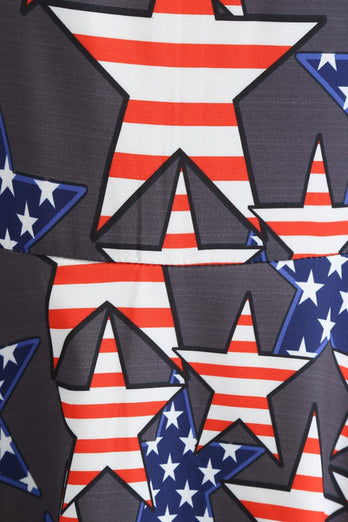 Sorte kasketærmer Amerikansk flag trykt vintage kjole