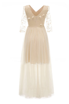 Abrikostyl Langærmet vintage kjole med applikationer