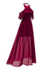 Indlæs billede til gallerivisning Bordeaux Halter tyl vintage kjole med blonder
