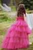 Indlæs billede til gallerivisning En linje aftagelig hot pink piges festkjole