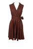 Indlæs billede til gallerivisning V-hals ærmeløs brun kjole fra 1950&#39;erne
