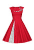 Indlæs billede til gallerivisning Polka Dots rød 1950&#39;er kjole med knap