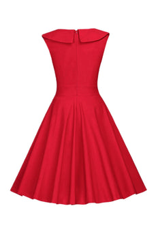 Polka Dots rød 1950'er kjole med knap