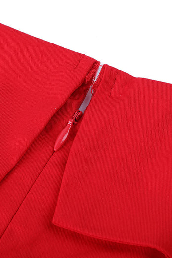 Polka Dots rød 1950'er kjole med knap