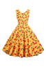 Indlæs billede til gallerivisning Trykt ærmeløs gul vintage kjole