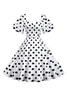 Indlæs billede til gallerivisning Polka Dots hvid vintage kjole med korte ærmer