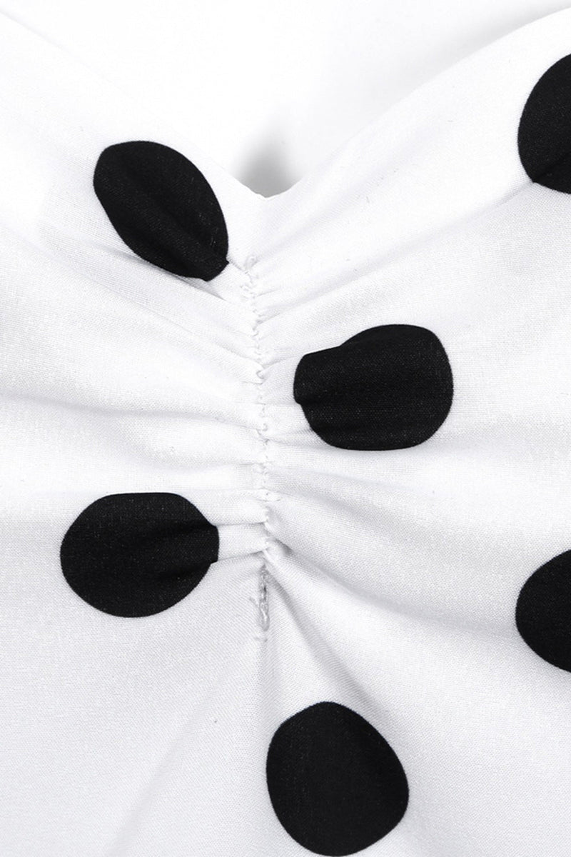 Indlæs billede til gallerivisning Polka Dots hvid vintage kjole med korte ærmer