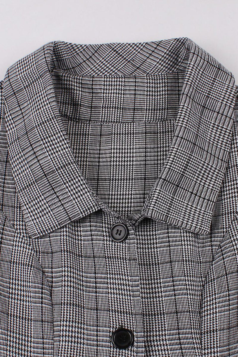 Indlæs billede til gallerivisning A-Line 3/4 ærmer grå 1950&#39;er kjole med lommer