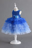 Indlæs billede til gallerivisning Royal Blue ærmeløse A Line pigekjoler med 3D blomster