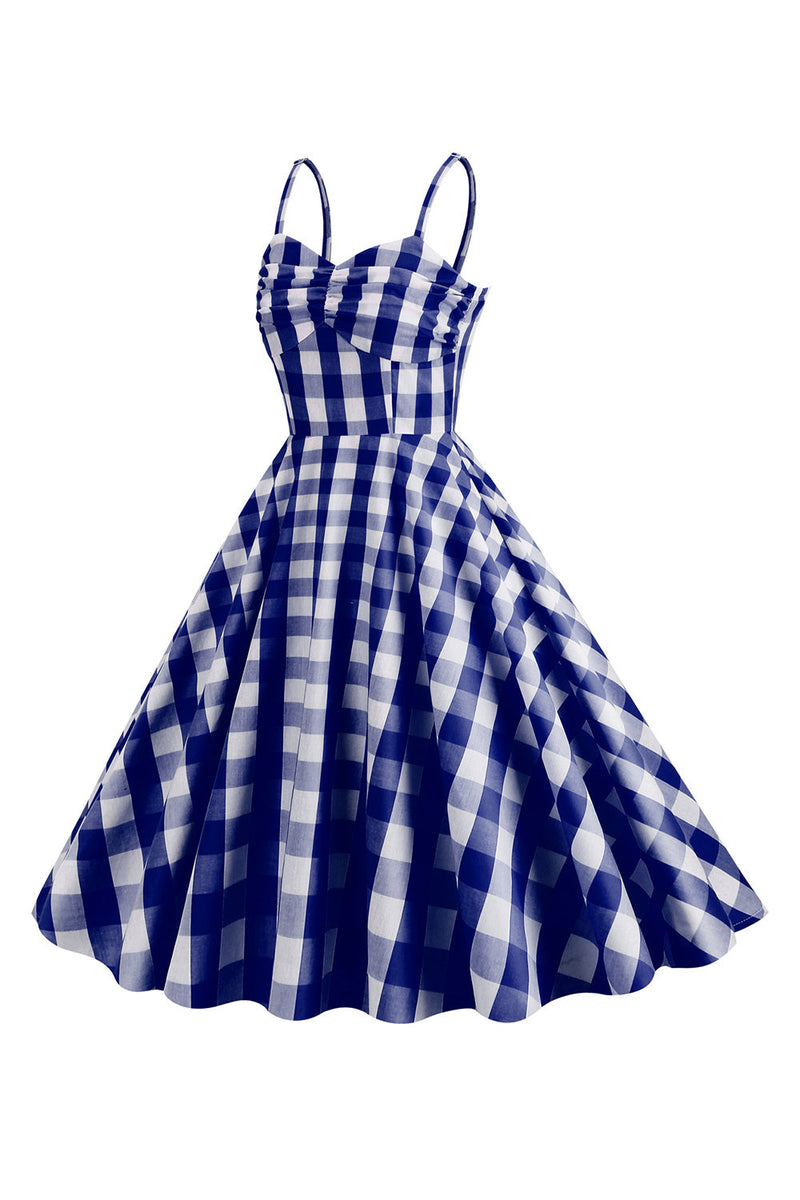Indlæs billede til gallerivisning Spaghetti stropper Plaid pink 1950&#39;erne kjole