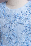 Tulle Beaded Blue Girls Kjoler med applikationer