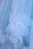 Tulle Beaded Blue Girls Kjoler med applikationer