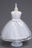 Indlæs billede til gallerivisning Bådhals tyl hvide piger kjoler med sløjfe