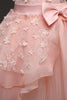 Indlæs billede til gallerivisning Bådhals ærmeløse lyserøde pigekjoler med sløjfe