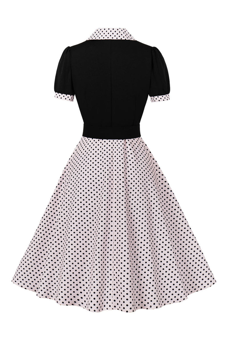 Indlæs billede til gallerivisning Grønne korte ærmer Polka Dots 1950&#39;erne kjole med bælte