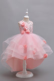 Pink High Low Appliques Sparkly Girls Kjoler