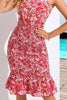 Indlæs billede til gallerivisning Red Halter Printed Ruffles Summer Dress