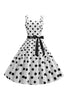 Indlæs billede til gallerivisning Pink Polka Dots Spaghetti Straps 1950&#39;erne kjole med sløjfe
