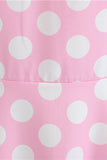 Pink Polka Dots Spaghetti Straps 1950'erne kjole med sløjfe