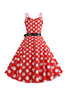 Indlæs billede til gallerivisning Pink Polka Dots Spaghetti Straps 1950&#39;erne kjole med sløjfe